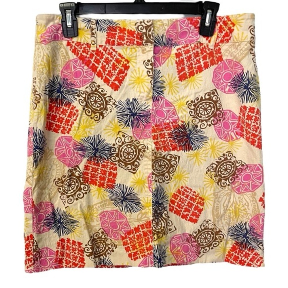 Womyn 10 Skirt Floral Geometric Pattern Mid Length Linen‎ Bland Cottage Core